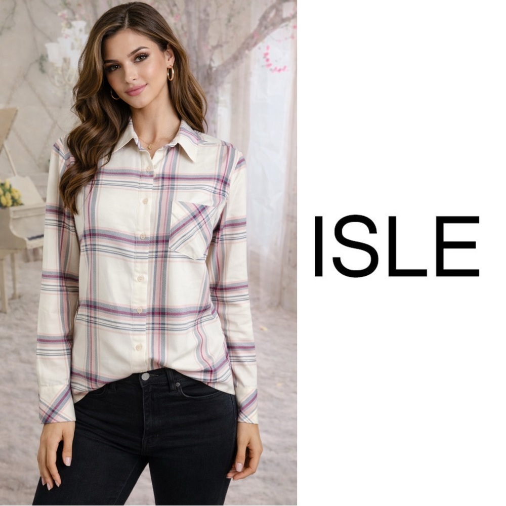 ISLE Melis Kozon Plaid Button Panel Accent Shirt